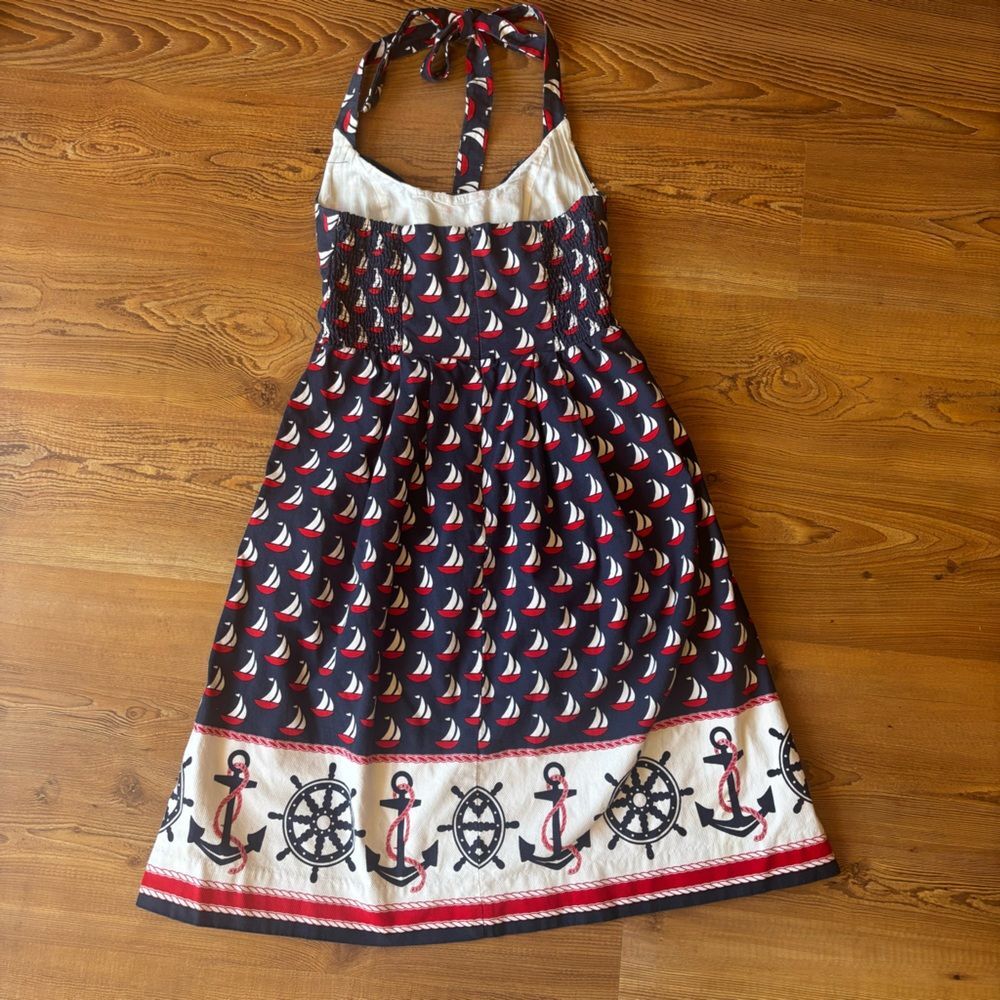 Anthropologie Postmark Windward Sailboat Nautical A-Line Halter Dress Size 2 - Picture 5 of 9
